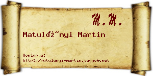 Matulányi Martin névjegykártya